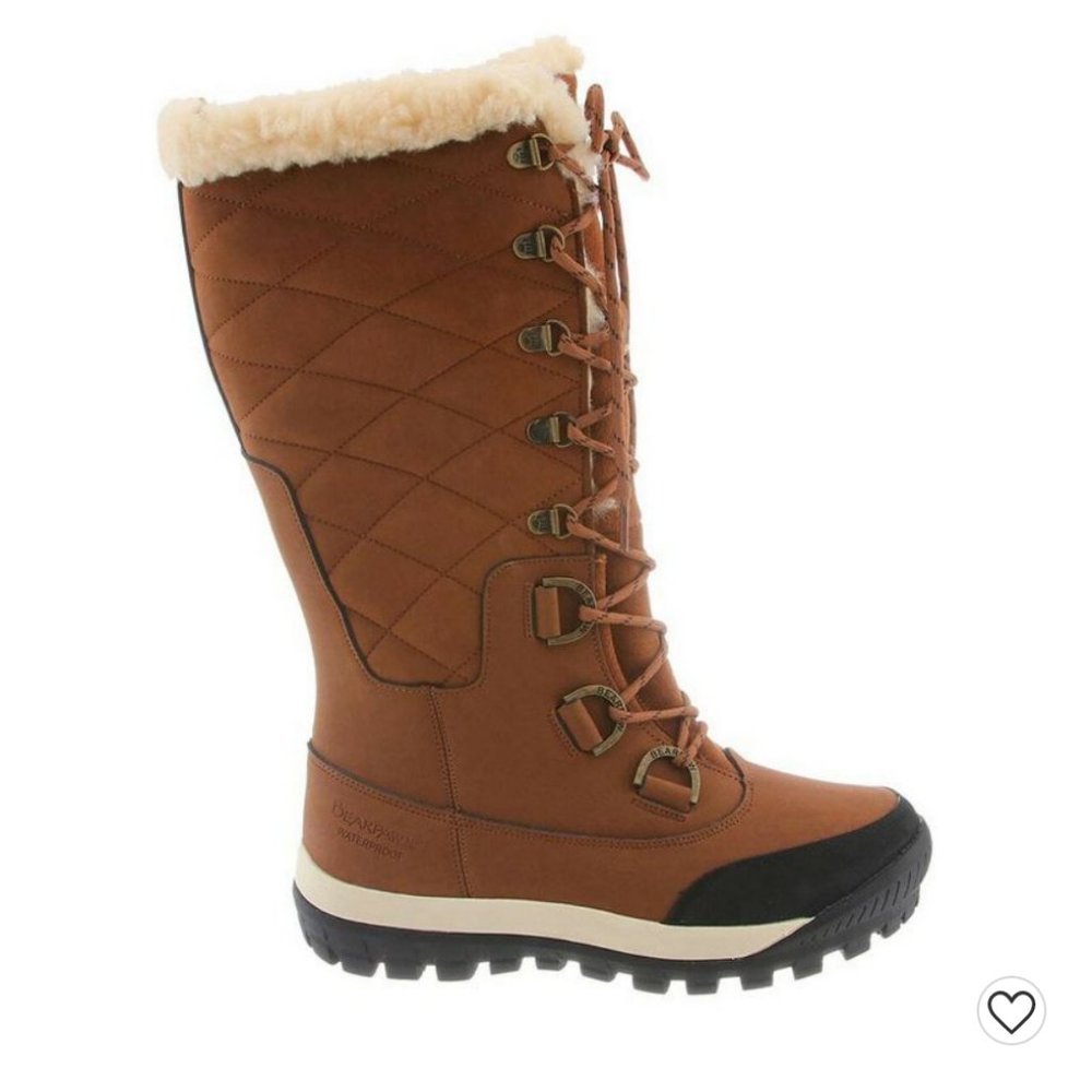 BearPaw Tan Lace Up Quilted Boots - Picture 3 of 9